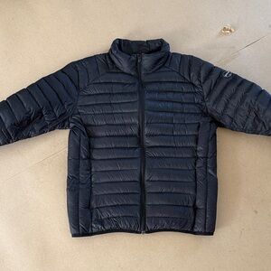 Schott Black Quilted Jacket with Logo Patch